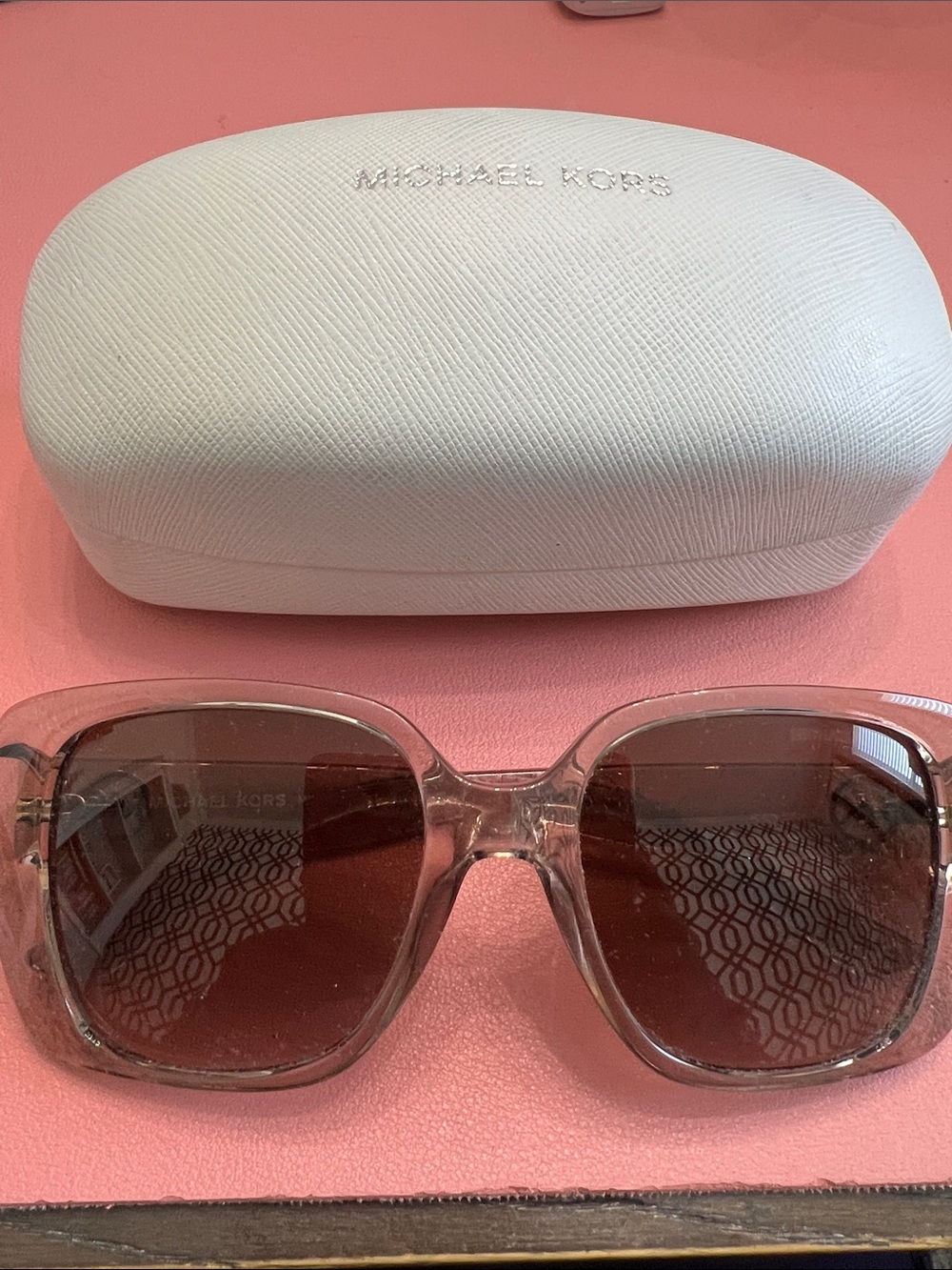 Michael Kors Clear Frame Sunglasses with Brown Lenses